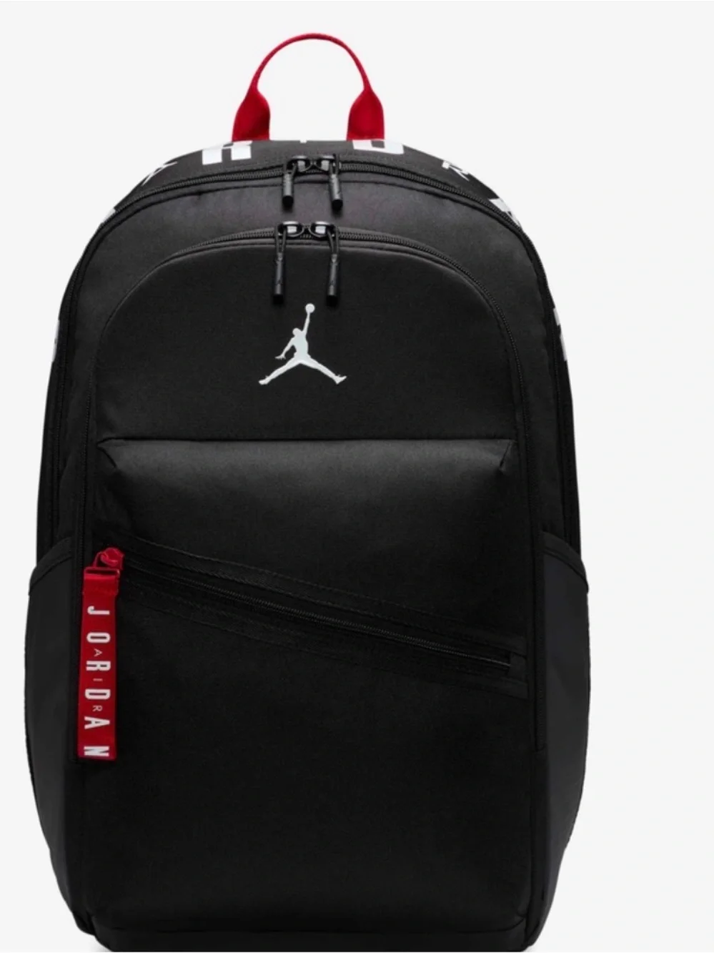 Jordan Black Backpack with Red Accents and White Jumpman